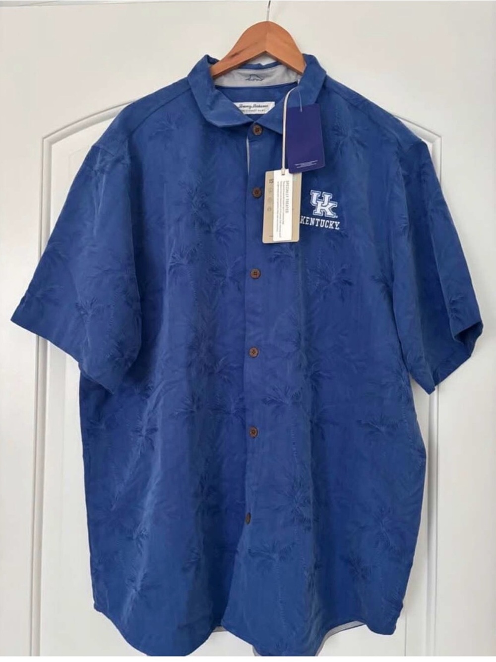 Tommy Bahama Kentucky Wildcats Coconut Point Palm Vista Camp Shirt Blue XXL